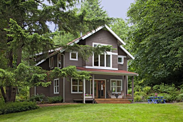 Green lawn in front of country house